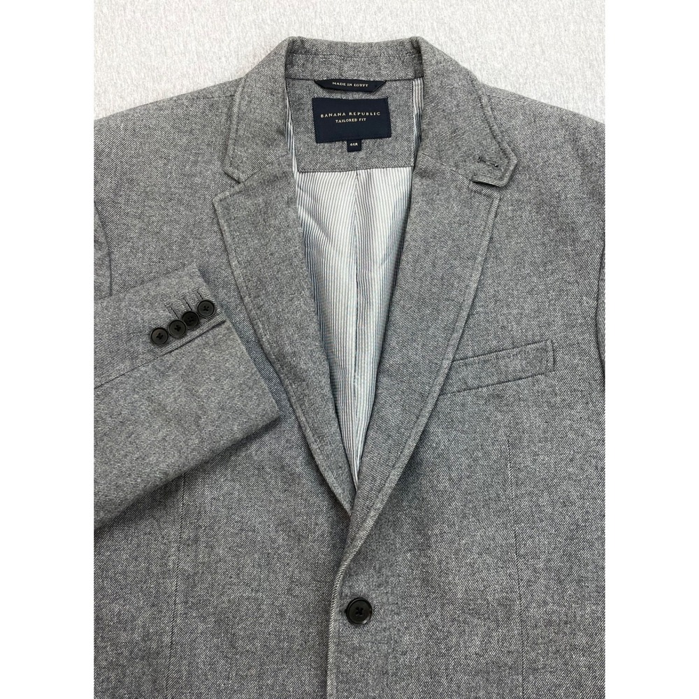 Banana Republic Blazer Men 44R Gray Heathered 100% Cotton 2-Button Single Breast